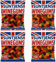 "Suntjens Winegums" 4 kg - spalvingas vaisių kramtomosios gumos mišinys 4 x 1 kg maišeliuose - saldainių pakuotė saldainių barui, biurui, vaikų gimtadienio vakarėliui ir šventėms