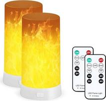 2 komplektai LED liepsnos lempos su nuotolinio valdymo pulteliu, USB įkraunama liepsnos efekto naktinė šviesa, vandeniui atspari liepsnos lempa Kalėdoms, Helovinui, vakarėliams, naudojimui patalpose ir lauke