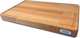 AUSONIA 66440 Mėsos pjaustymo lenta buko medienos, didelė 40 x 25 x 4 cm, su guminėmis kojelėmis ir sulčių grioveliu