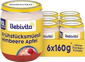 Bebivita Pusryčių dribsniai, aviečių ir obuolių, 160 g, 6 vnt. (6 x 160 g)
