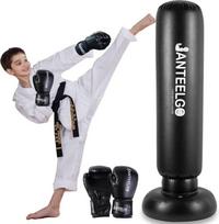 Boxsack für Kinder mit Boxhandschuhen: JanTeelGO 150cm Aufblasbarer Box Sack Kinders Stehend Geschenke für Jungen und Mädchen Alter von 3-12 Jahren Üben von Karate, Taekwondo, MMA