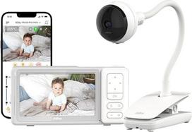 CHILLAX - Vaiko monitorius su kamera "Žirafa Clip" - 5 colių HD LCD ekranas - "Full HD 1080p" kamera - "Gooseneck" - naktinis matymas - interkomo funkcija - WLAN įjungimas / išjungimas - lopšinės - garso ir judesio signalas - programėlė