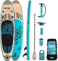 FITFIU Fitness KOEKOHE Pripučiama irklentė banglentei Maori Inspiration su pilnu komplektu, SUP lenta su irklu, oro pompa, 3 plunksnomis ir priedais, 320 x 81 x 15 cm