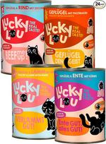 Lucky Lou Adult Mix Pack Wet Cat Food - 24 x 400 g - aukštos kokybės kačių ėdalas su daug baltymų - drėgnas ėdalas be grūdų ir cukraus