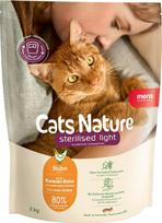 MERA Cats Nature Sterilised/Light Chicken Cat Food Dry 2 kg | Sterilizuotoms / kastruotoms katėms | Be grūdų ir be cukraus | Mažai riebalų, daug mėsos turintis sausas maistas katėms
