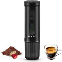 Tragbare Espressomaschine mit Akku 20 Bar Selbsterhitzend USB-C, 2-IN-1 Kaffeemaschine für Kapseln & Kaffeepulver, Camping, Auto, Wohnmobil, Reise