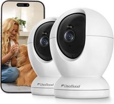 usogood 4 MP vidaus stebėjimo kamera, 2,4 GHz ir 5 GHz "WiFi" kamera kūdikiams/naminiams gyvūnėliams, 360 laipsnių stebėjimo kamera patalpose su žmonių, judesio ir triukšmo aptikimo funkcija, naktinio matymo funkcija, 2 krypčių garsas, 2 vnt.
