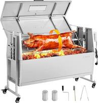 VEVOR Rotisserie kepsninė 38 W Suckling Pig Grill Lamb Grill Charcoal Grill (1168,4 mm grilio ilgis) su 60 kg apkrovos talpa ir ratukais, 4 krypčių aukščio reguliavimu ir dangčiu Nerūdijančio plieno elektrinė kepsninė
