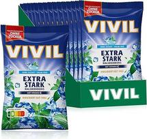 VIVIL Extra Strong su vitaminu C, 15 maišelių, pipirmėčių skonio saldainiai, be cukraus ir veganiški, 15 x 120 g