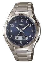 Casio riešinis laikrodis Wave Scepter radijo bangomis valdomas saulės energija varomas titano modelis WVA-M640TD-2AJF vyriškas mėlynas.