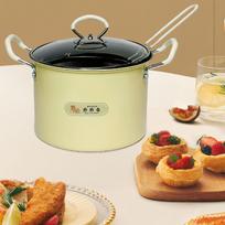5.2L Deep Fryer Pot with Detachable Strainer for Chicken And Tempura Cooking geltona