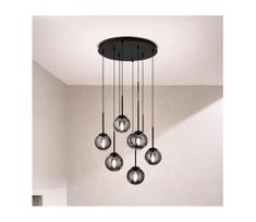Ondaluce - Pakabinamas šviestuvas ant laido JEWEL 8xE14/10W/230V Ø 70 cm juodas/dūminis