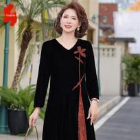 Elegantiška A formos gėlėta ilga suknelė 3XL raudona