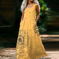 Women's Casual Fashion U-neck Sleeveless Dress L juoda