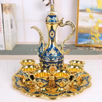 European Palace Style Metal Wine Decanter Set