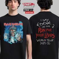 Iron Maiden Aš mačiau Eddie Bėk dėl savo gyvybių Pasaulinis turas 2025-26 Marškinėliai Unisex Marškinėliai S