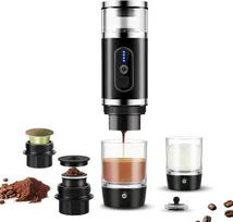 "4-in-1" nešiojamas espreso aparatas su pieno putotuvu, akumuliatorinis kavos aparatas maltai kavai ir kapsulėms, kavos aparatas biurui, kelionėms ir stovyklavimui, Cappuccino, Macchiato