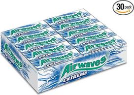 "Airwaves Extreme" kramtomoji guma be cukraus, su mentolio gaiva, 30 pakuočių po 10 vnt.
