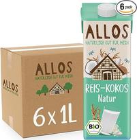 "Allos" ekologiškas ryžių kokosų pienas be cukraus | augalinis gėrimas | pieno alternatyva | be pridėtinio cukraus | be laktozės | 1 litras (6 vnt.)