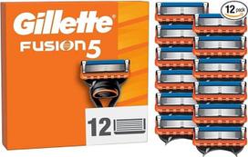 "Gillette Fusion5" skustuvo peiliukai vyrams, 12 originalių atsarginių peiliukų, peiliukai vyrams su didesne sutepimo juostele, užtikrinančia sklandų slydimą, ir 5 peiliukais, užtikrinančiais kruopštų ir patogų skutimąsi