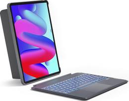 "Inateck" klaviatūros dėklas "Air" 13 colių M4/M3/M2 (2026/2025/2024), "iPad Pro" 12,9 colių, portreto/landšafto stovas, nuimamas jutiklinis kilimėlis su 7 spalvų apšvietimu, QWERTZ, KB04118