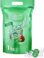 "Lindt LINDOR" mėtų pieno šokolado rutuliukų maišelis, 1 kg maišelis, sandarus, maždaug 80 rutuliukų, didmeninė pakuotė Šokolado dovana Šokolado dovana