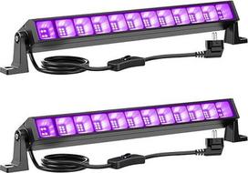"Onforu" 2 x 24 W LED juoda šviesa, UV prožektorius su jungikliu, juodos šviesos lempa, IP66 atspari vandeniui, UVA 400 nm juodos šviesos prožektorius 50 m² patalpai, prožektorius neoninėms spalvoms, Helovinui, Kalėdoms, vakarėlių dekoracijoms
