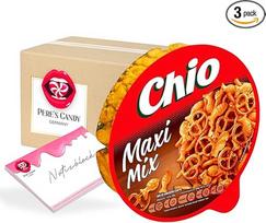 "Pere's Candy" saldainių paketas 3 x "Chio Maxi Mix Cracker Pretzel Mix" 100 g + "Pere's Candy" užrašų knygutė DIN A7 25 lapai