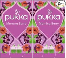"Pukka Morning Berry" ekologiška vaisių arbata, juodieji serbentai, rooibos, gervuogės, ženšenis, aktyvus gyvenimo būdas, 2 pakuotės, 40 arbatos maišelių
