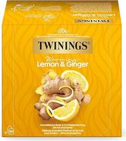 "Twinings" žolelių arbata su citrina ir imbieru "Warming Lemon Ginger" - gaivinanti arbata maišeliuose su putojančiomis citrinomis ir aštriu imbieru, natūrali ir gaivinanti (50 arbatos maišelių, 75 g)