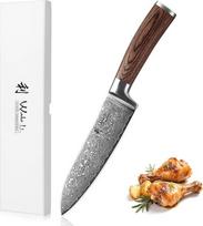 "Wakoli EDIB Sakura Santoku" peilis 17 cm, pagamintas iš 67 sluoksnių damaskinio plieno su VG10 šerdimi - aštrus damaskinis virėjo peilis su ergonomiška Pakka medine rankena - virtuvinis peilis mėsai, žuviai ir daržovėms dovanų