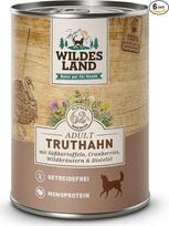 "Wildes Land" drėgnas maistas šunims su laukinėmis žolelėmis ir erškėtuogių aliejumi, be glitimo, su papildoma mėsa, geriausiai priimamas ir suderinamas