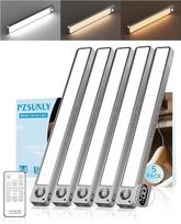 5 šviestuvų po spintele pakuotė Virtuvės LED spintelės apšvietimas su baterijos indikatoriumi ir nuotolinio valdymo pulteliu, 2200 mAh jutiklinis reguliuojamas USB virtuvės šviestuvas spintelėms, miegamiesiems, stalams