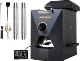 500 g elektrinis kavos skrudinimo aparatas, idealiai tinkantis naudoti namuose, turintis išmaniąją automatiką, 9 iš anksto nustatytus skrudinimo profilius, rankinį režimą, dulkių ištraukimo sistemą ir aušinimo funkciją