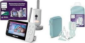 AVENT "Philips" prijungto vaizdo telefono su "Wi-Fi", infraraudonųjų spindulių naktinio matymo funkcija ir šauksmų aptikimo funkcija SCD951/26 + "Philips" kūdikių priežiūros rinkinio pradinis rinkinys su 9 priedais (modelis SCH401/00)