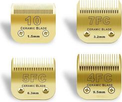 BESTBOMG 10+7FC+5FC+4FC Šunų kirpimo atsarginės geležtės, suderinamos su Heiniger/Moser Max45/Andis/Oster A5 šunų kirpimo mašinėlėmis, ilgis 1,5-9,5 mm, auksinės spalvos