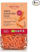 Dalla Costa Strozzapreti Makaronai 100% raudonieji lęšiai Be glitimo Ekologiški, pagaminti Italijoje Ekonominė pakuotė 8 x 250 g
