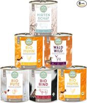 Ekologiškas maistas šunims "Pure Meat Cans Mixing Packages" - 100 % grynos mėsos taupiosios pakuotės - drėgnas maistas maišymui - be glitimo, be grūdų - 6 x 800 g