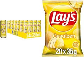 Gaivinanti šaltoji arbata ir traškūs traškučiai: "Lipton Ice Tea Sparkling Lemon" (24 x 0,33 L) ir sūdyti "Lay's" traškučiai (20 x 35 G).