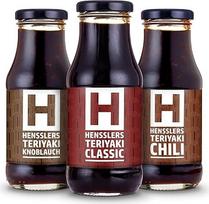 HENSSLERS 3 klasikinių čili ir česnakų terijakio mišinys kepimui, virimui ir kepimui ant grotelių, 3 x 240 ml