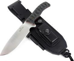 JEO-TEC Nº7 Lauko kempingo peilis su diržu Medžioklinis peilis Išgyvenimo peilis Bushcraft Knife - Vokiškas plienas Böhler N690C - Odinis dėklas + Ugnies plienas + Peilio galąstuvas