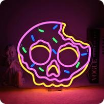 Kaukolės neoninis ženklas, LED ženklas, šiltos baltos spalvos lempa, raidžių neoniniai žibintai, neoninis ženklas sienoms dekoruoti, USB reguliuojamas neoninis apšvietimas miegamajam, barui, kavinei, klubui, salonui, verslui