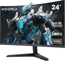 KOORUI 24 colių lenktas žaidimų monitorius, 1 ms 180 Hz FHD PC ekranas 1500R, adaptyvioji sinchronizacija VESA 100x100 mm HDMI 2.0/DP 1.2, juodas 24E6CA