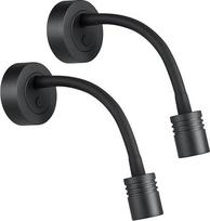LED skaitymo lempa 12 V Dimmable Caravan Lankstus Gooseneck USB jungtis sieninis šviestuvas Bed Side Pack of 2 DC 12 V-24 V Spot for Boat Caravan Interior Lighting Yacht, Hardwired Wall Mounting