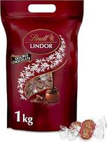 Lindt LINDOR šokolado rutuliukai su dvigubu šokoladu, 1 kg maišelis, sandariai uždaromas, apie 80 pieno šokolado su tamsiu tirpstančiu įdaru, didmeninė pakuotė, šokolado dovana