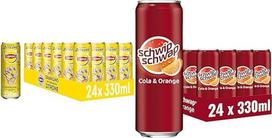LIPTON ICE TEA Sparkling x Twenty4tim, gazuota ledinė arbata su citrinų skoniu ir "Schwip Schwap", originalus gaivusis gėrimas su apelsinais ir kola, vienkartinė skardinė (24 x 0,33 l)