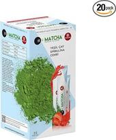 Matcha arbata - 20 vienetų pakuotė - žalioji arbata, arbatos spirulina ir braškių aromatas - žaliosios arbatos ekstraktas, Cehri ekstraktas, aukščiausios kokybės Japonija