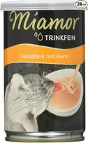 MIAMOR - Vitaldrink | Skanus gėrimas suaugusioms katėms, skatinantis skysčių vartojimą. Papildomas maistas skardinėje inkstų veiklai palaikyti | 24 x 135 ml vištienos