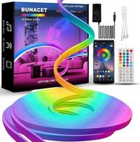 Neoninė LED juosta, 16 m, RGB+IC neoninė LED juosta, 24 V, IP65, atspari vandeniui, 864 LED, "pasidaryk pats" lanksti silikoninė LED juosta su nuotolinio valdymo pulteliu ir maitinimo šaltiniu, skirta naudoti patalpose ir lauke (2 ritiniai)