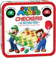 The OP USAopoly - Super Mario Checkers & Tic-Tac-Toe - Collector's Edition - Lady & Three Wins Board Game with Super Mario Bros. Mario & Luigi - From 6 Years - For 2 Players - English